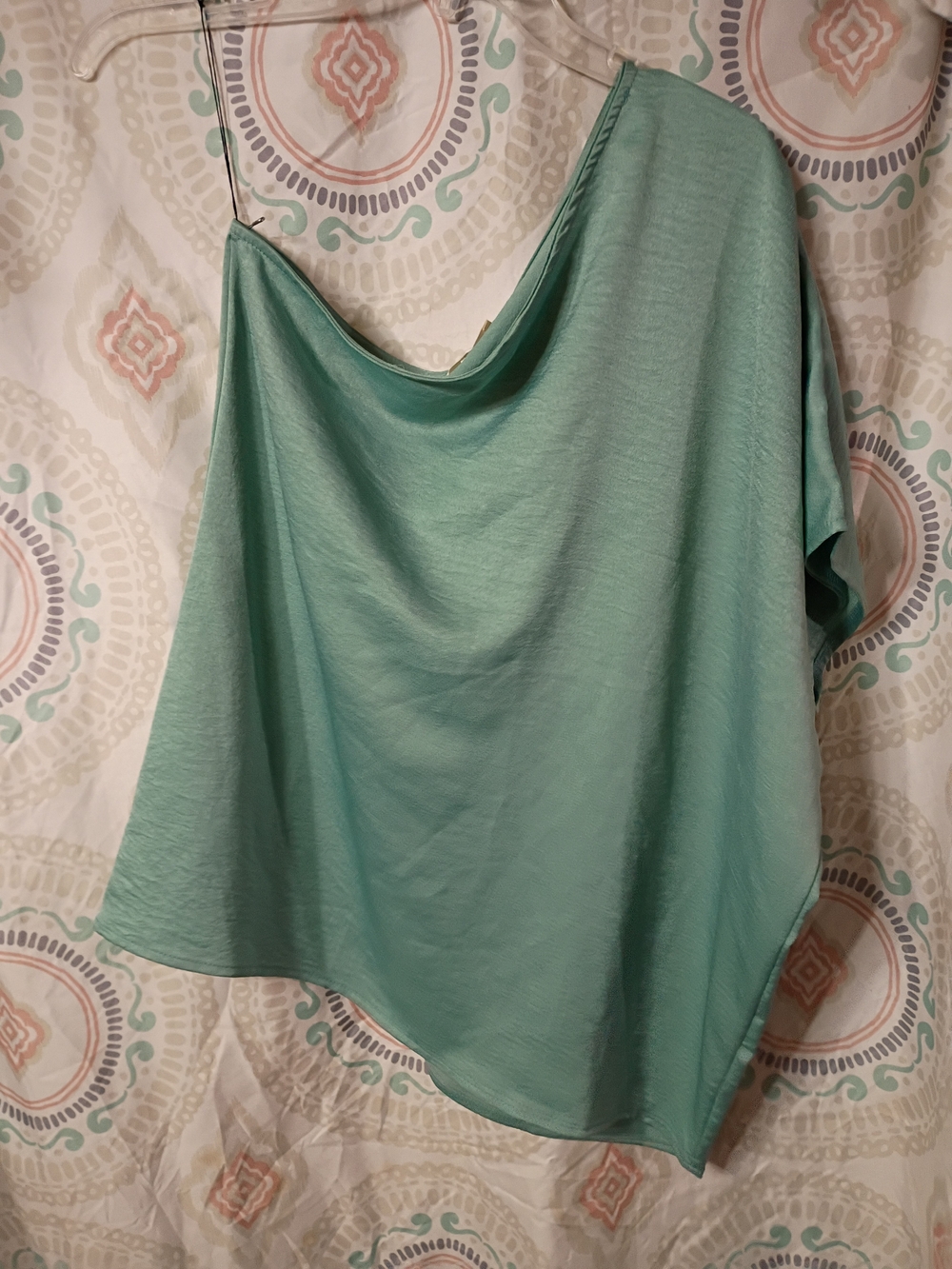 entro Mint Green One-Shoulder Draped Camisole